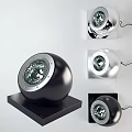 Modern Spherical Downlights and Spotlights in Silver Black with Square Base and LED Design