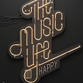 Neon light luminous words music industrial wind advertising words 3d model