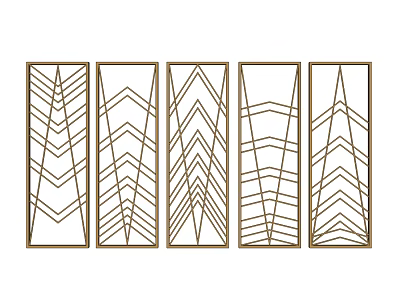 Modern Decorative Room Dividers Featuring Geometric Patterns And Metal Frames 3d model