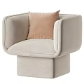Velvet Upholstered Beige Accent Chair With Light Brown Cushion And Wide Armrests Modern Design