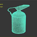 Vintage Rusty Green Metal Oil Can with Curved Handle and Spout for Daily Household Use