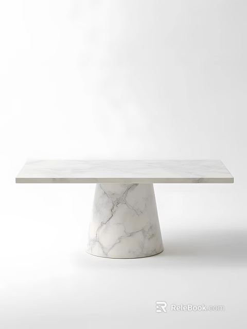 Modern Minimalist Dining Table Set With Marble Rectangular Top And Tapered Pedestal Base 3d model