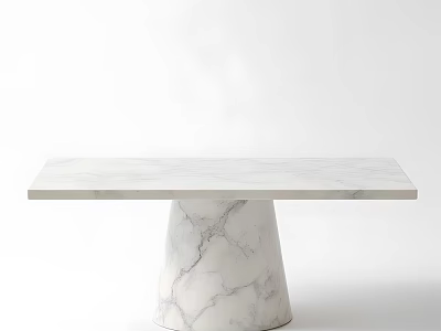 Modern Minimalist Dining Table Set With Marble Rectangular Top And Tapered Pedestal Base 3d model