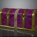 Vibrant Purple Velvet Trunk With Domed Lid And Golden Metal Accents