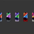 Latest Smartphones Lineup With Colorful Display Screens And Modern Design Arranged In Row