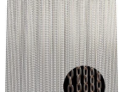Modern Metal Chain Wall Decor with Vertical Strips and Circular Detail 3d model