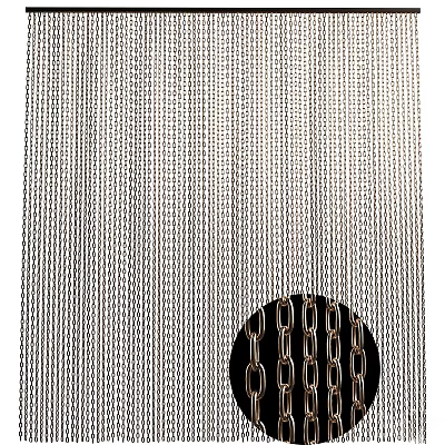 Modern Metal Chain Wall Decor with Vertical Strips and Circular Detail 3d model