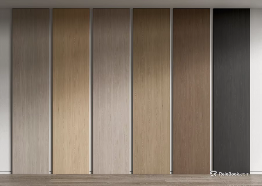 Various Wood Grain Vertical Wall Panels in Different Colors for Home Interior 3d model 