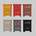 Fire Safety Equipment Featuring Multi Colored Extinguisher Cabinets Holding Red Fire Extinguishers And Emergency Labels