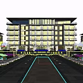 Modern Multi Storey Residential Building Featuring Glass Curtain Walls Balconies And Landscaped Entrance Pathway