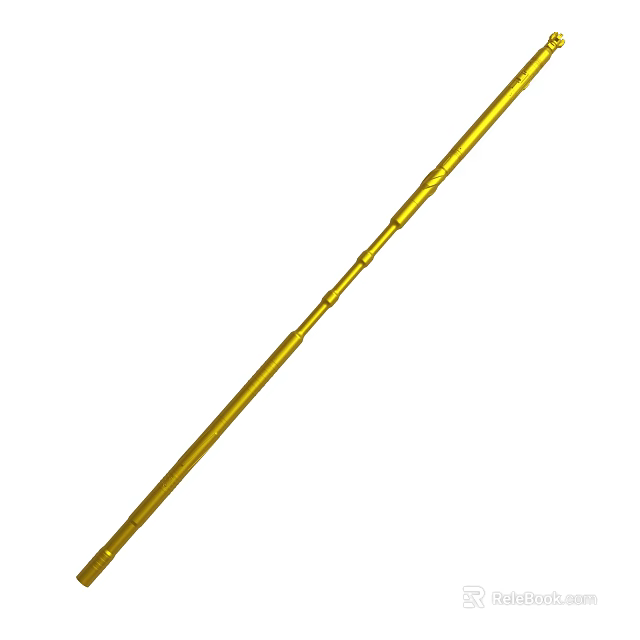 Golden Decorative Rod With Slender Segmented Design And Shiny Surface 3d model 