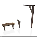Rustic Wooden Furniture Collection With Bench Small Bracket And Large Shelf Bracket