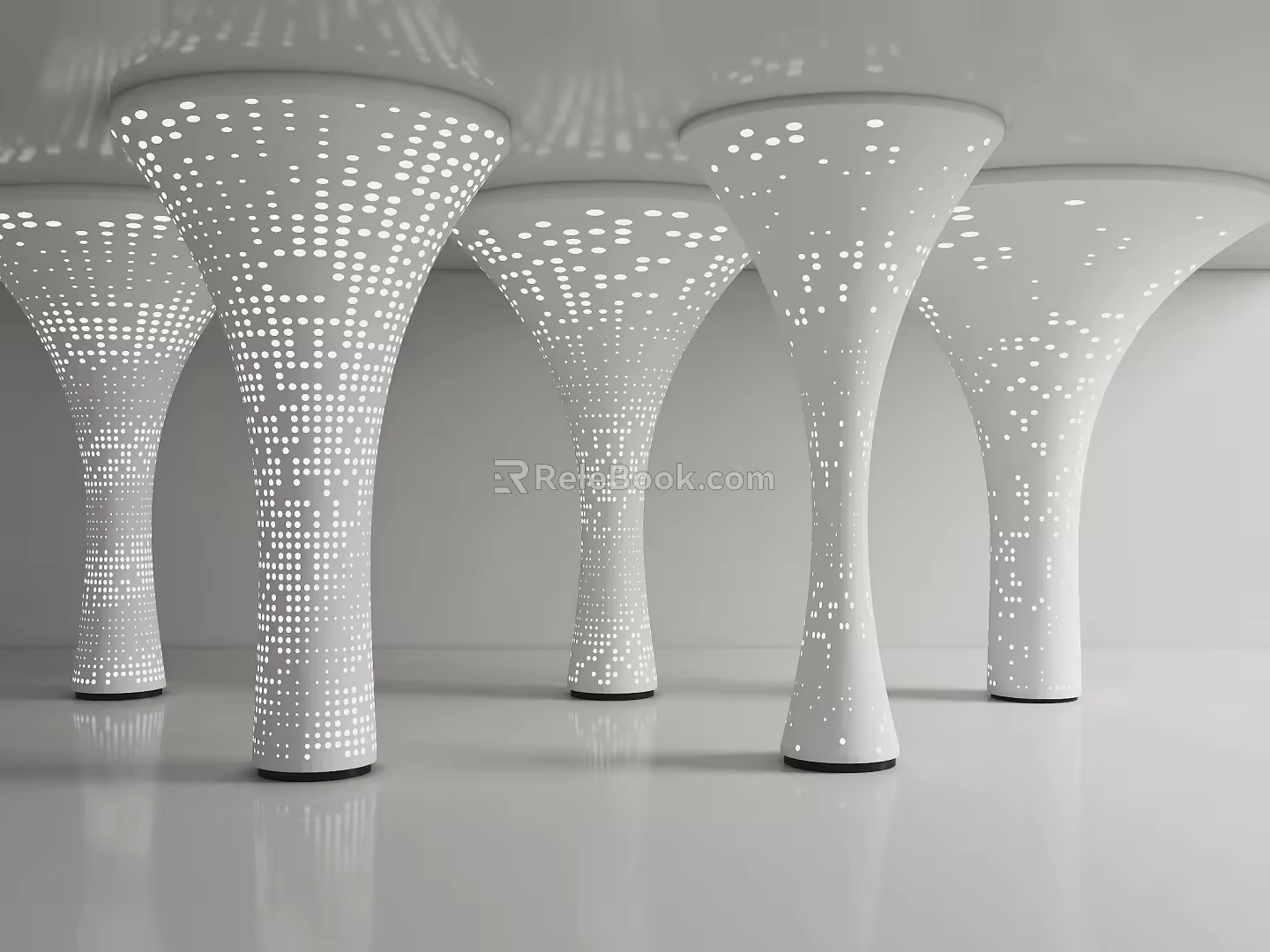 Hollow Cylinder Transparent Column Special Shaped Luminous Cylinder Luminous Stainless Steel Column Science and Technology Sense Decorative Column Gradient Perforated Column 3d model