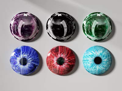 Colorful Eye Shaped Wall Decor with Vibrant Purple Black Green Blue Red Light Blue Designs 3d model