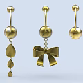 Fashionable Golden Jewelry Earrings Design With Ball Top Teardrop And Bowknot Pendants