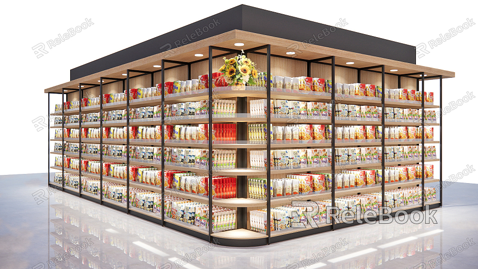 Modern Shelf Supermarket Convenience Store Daily Hundred Shelves model