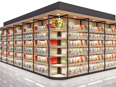 Modern Shelf Supermarket Convenience Store Daily Hundred Shelves model