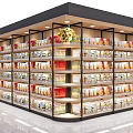Modern Retail Display Shelves in Store with Multiple Layers Stocked Products 3d model