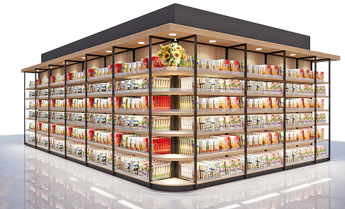 Modern Shelf Supermarket Convenience Store Daily Hundred Shelves 3d model