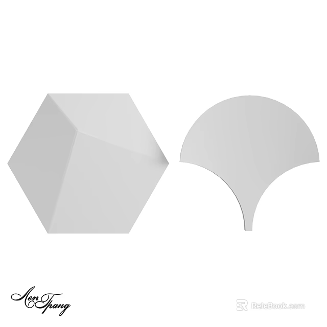 Modern Wall Interior Design with Hexagonal and Fan Shaped Decorative Elements 3d model 