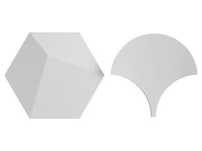 Modern Wall Interior Design with Hexagonal and Fan Shaped Decorative Elements 3d model
