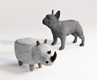 Nordic Stool Animal Stool Rhino Stool Dog Stool Sofa Stool Low Stool Shoe Stool Children's Stool Foot 3d model