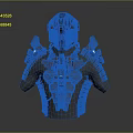 3D Designed Mechanical Style Copper Black Upper Body Armor With Structured Plates And Intricate Details
