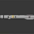 Space Rocket Model Design With White Body Black Yellow Stripes And Red Markings