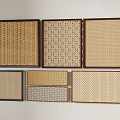 Various Woven Textured Wall Decor Panels with Dark Wooden Frames
