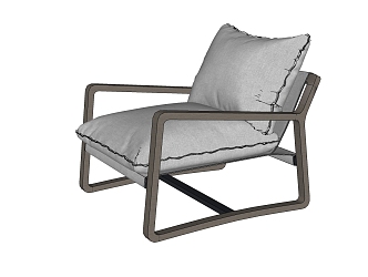 modern single sofa leisure chair gray 3d model