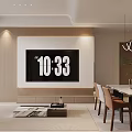 Modern Living And Dining Room With Sofa Dining Table Paintings And Pendant Lighting