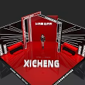 Modern Stage Photo Check In Spot With Red Background XICHENG Signage Lucky Star And Geometric Lines