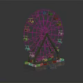 Vintage Ferris Wheel Model With Metal Structure And Wooden Cabins On Stone Base