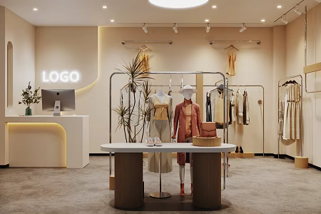 A silent clothing store a silent wind women's clothing store clothing store display area clothing store display Taiwan island shoes bags hat model clothing dummy 3d model