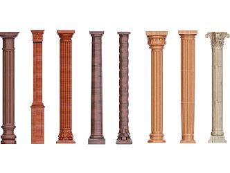 Jane European Roman Column Solid Wood Column 3d model