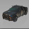 Sturdy Off Road Pickup Truck With Metallic Exterior Roof Rack Large Tires And Reflective Surface