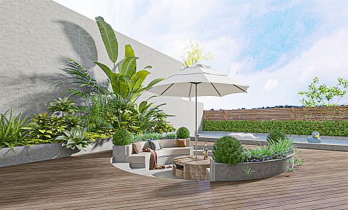 Roof Garden Modern Garden 3d model