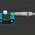 Blue Digital Caliper With Yellow Button Green Scale And Digital 3d model