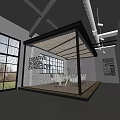 Creative Design Exhibition Space With Glass Wall And Modern Interior Elements 3d model