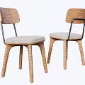 Modern Wooden Dining Chairs With Upholstered Seats Curved Legs And Metal Accents