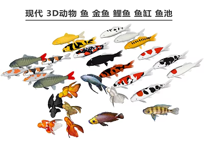 modern fish animal goldfish carp 3d model