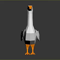 Low Poly Goose Sculpture with White Body Orange Beak and Feet Artistic Decorative Piece