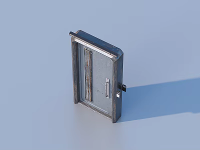 Small Metal Frame With Lock And Handle On Gray Background 3d model
