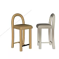 Modern Upholstered Bar Stools With Arched Back Design In Beige And Brown Tones