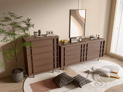 Modern Wood Grain Cabinet Simple Style Cabinet Whole Cabinet Sideboard Balcony Cabinet Storage Cabinet Entrance Cabinet 3d model