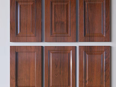Wooden Wardrobe Doors With Different Panel Designs And Rich Wood Grain For Home Furniture 3d model