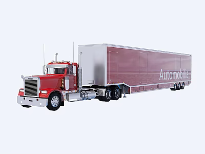 Red Semi Truck With Enclosed Trailer Featuring Automotive Branding And Design 3d model
