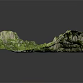 Detailed 3D Terrain Model With Green Mountain Ranges And Blue Water Bodies