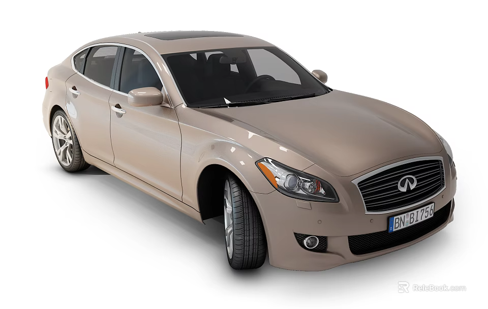 Beige Luxury Sedan With Sleek Design Panoramic Sunroof And Alloy Wheels 3d model 