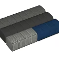 Modern Upholstered Bench Seats With Gray Black Blue Plaid Fabric Designs